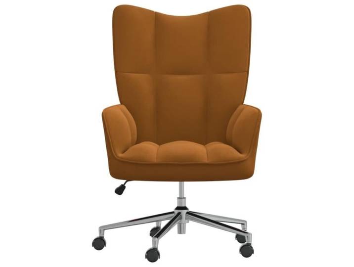 Chaise de relaxation - SALUTUYA - BD9840 - Velours marron - Hauteur réglable - Pivotement 360°