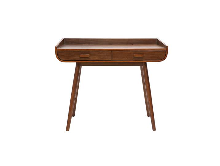 Bureau scandinave bois foncé avec rangements 2 tiroirs L100 cm HALLEN