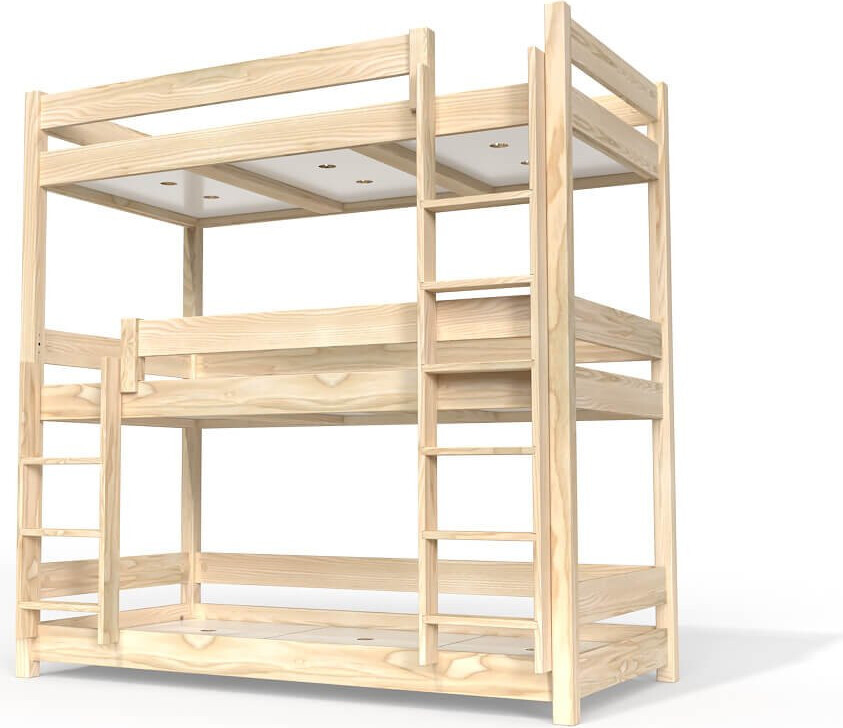 Etagenbett 3 Plätze 90X190 holz ABC - Roh (ohne Lack)