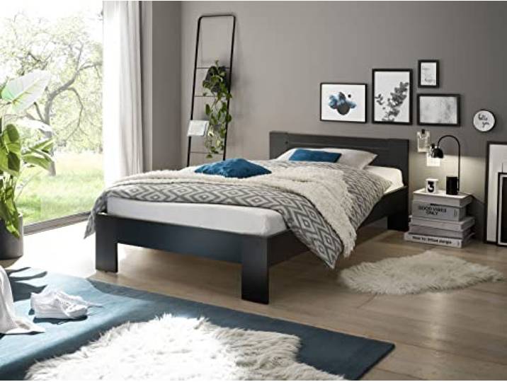 möbelando Bett >Cannes< in Schwarz - 125x71x204cm (BxHxT)