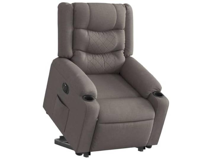 HEFZGDB Elektrischer Relaxsessel mit Aufstehhilfe Taupe Stoff, 135 Grad Liegefunktion, bequem gepolstert, stabile Holz-Metall Konstruktion, inklusive Seitentasche, für ergonomisches
