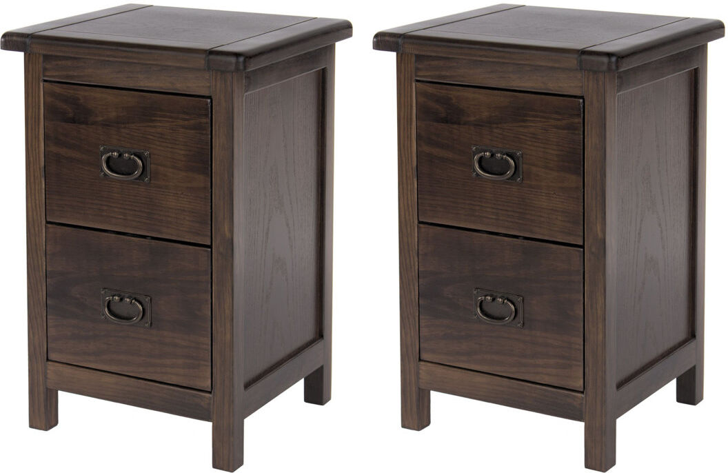 Union Rustic Somerville 2-Drawer Petite Bedside Table   Deep Rustic Brown Lacquer Brown 53cm H X 36cm W X 32cm D