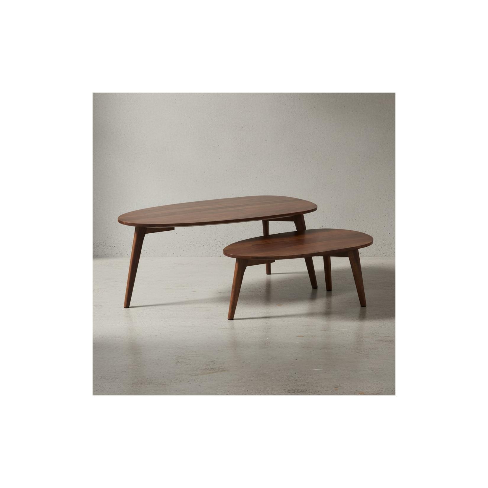 KADIMA DESIGN Retro-Couchtische, Sheesham Massivholz, 2er Set, Nierenform, Handgefertigt