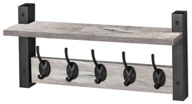 Sorbus Coat Hooks Wall Mount Floating Shelf with 5 Heavy Duty Hooks, Large and Extra Large
