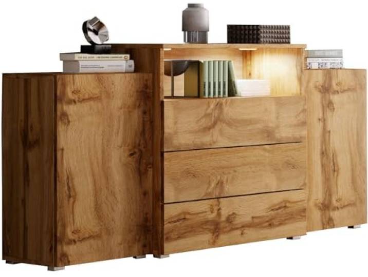 MINIO go for it, Kommode mit Schubladen Korfu III, 150 cm, Sideboard, Farbe: Wotan Eiche
