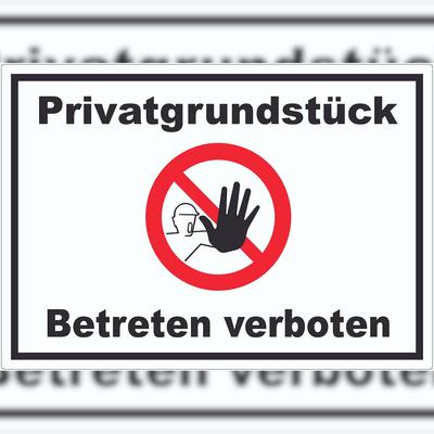 HB-Druck Privatgrundstück Betreten verboten Aufkleber mit Symbol kein Zutritt A4 (210x297mm)