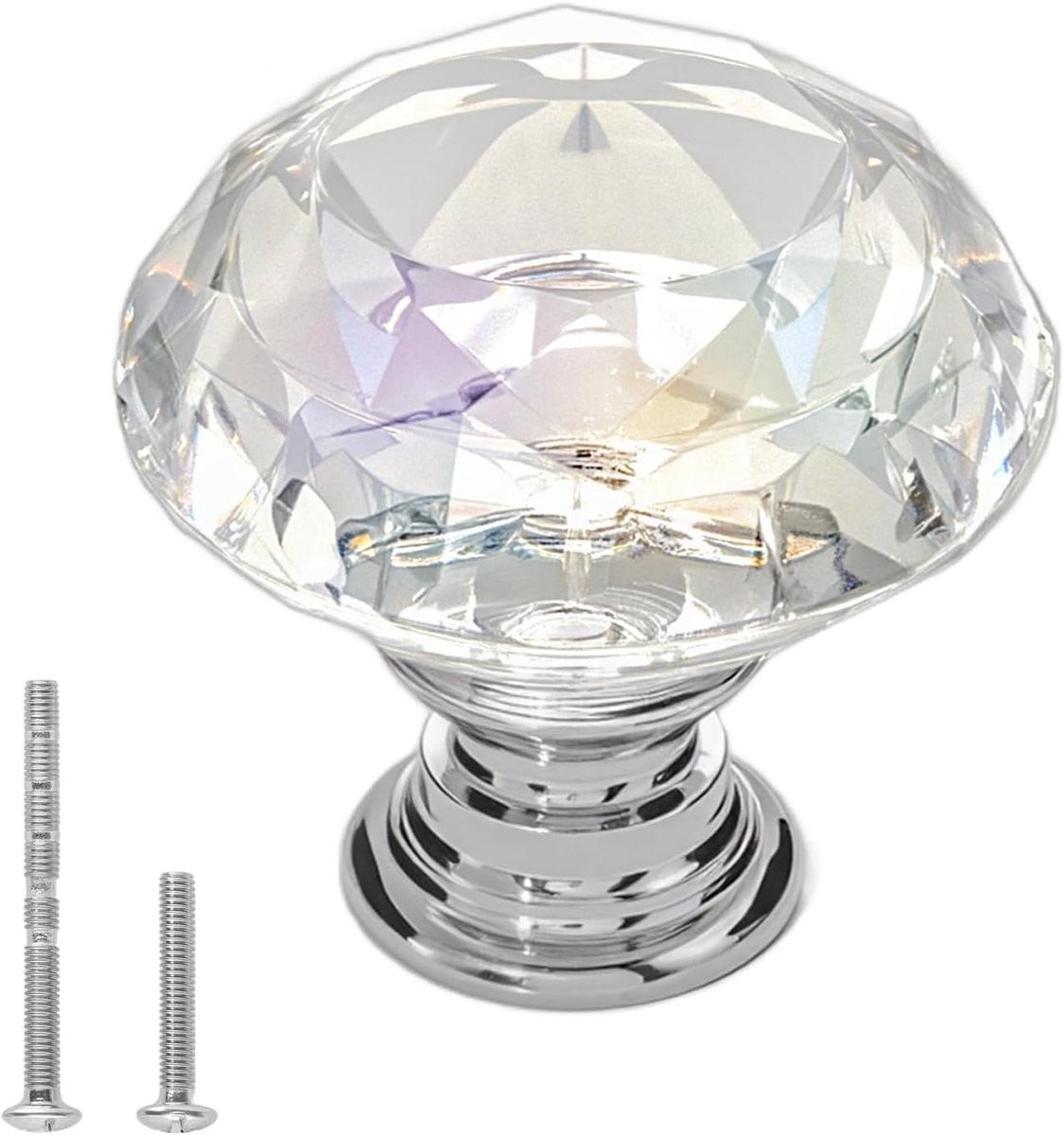 Set van 12 diamantvormige kastknoppen en ladehandgrepen voor het vernieuwen van meubels, transparant zilver