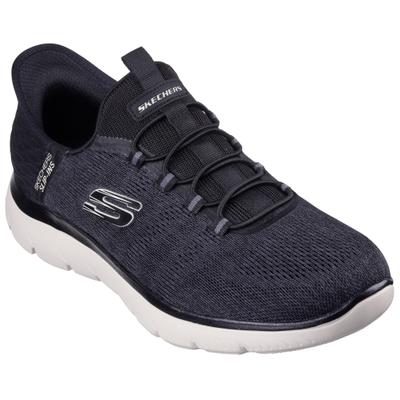 Slip-On Sneaker SKECHERS "SUMMITS-KEY PACE", Herren, Gr. 46, Textil, schwarz, Schuhe, Slipper, Freizeitschuh, Halbschuh in veganer Verarbeitung