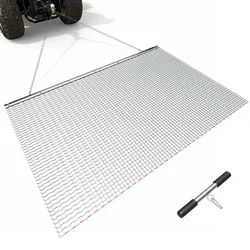 VEVOR Schleppegge, 201x122 cm, Wiesenegge, Wiesenschleppe, Feldegge aus Verzinktem Stahl mit Anhängekette, Anbaugerät für ATVs, UTVs & Traktoren zum Einebnen von Schotterwegen, Fahrspuren & Feldern