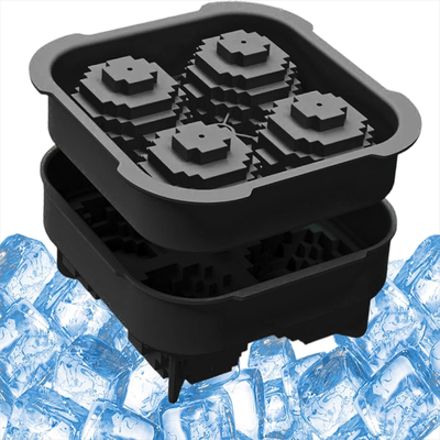 Market Central Slow Melt Silicone Ice Cube Mold With Lid For Whiskey And Cocktails black