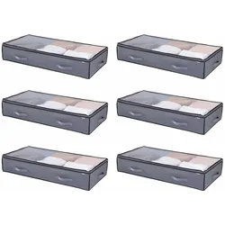 VEVOR Unterbettkommode Unterbettaufbewahrungstasche 6 Stk. (996 x 500 x 180 mm) Unterbettbehälter mit transparenten Deckeln (90 L), Aufbewahrungsbox Organizer für Kleidung Schuhe Schlafzimmer