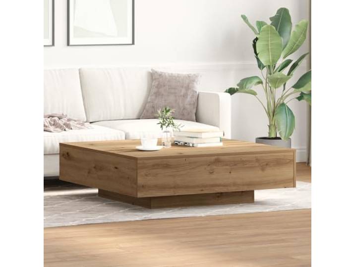 HEFZGDB Artisan Eiche Couchtisch 100x100x31 cm aus Holzwerkstoff Quadratischer Wohnzimmertisch mit strukturierter Oberfläche und Warmer Braunton für gemütliche Hausbar