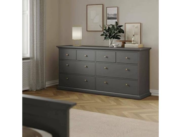 Dmora - Kommode Coraline, Mehrzweckkommode, Schlafzimmerkommode, Schrank mit Schubladen, 183x49 h87 cm, Grau