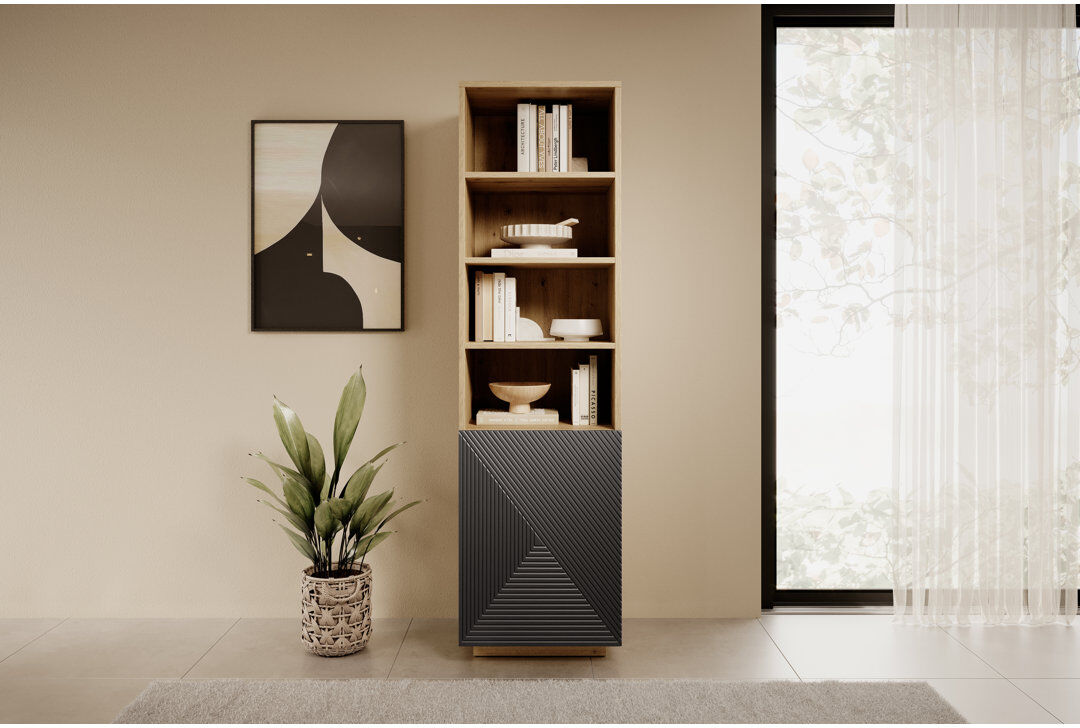 Brayden Studio Ayliah 180 cm H x 50 cm W Laminate Standard Bookcase Artisan/Rivier Stone