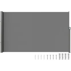 VEVOR Seitenmarkise 180 x 350 cm Seitenwandmarkise aus 180 g/m2 Polyestergewebe mit PU-Beschichtung Markise einziehbarer Griff mit Federmechanismus Sichtschutz Blickschutz für Balkone Innenhöfe Grau