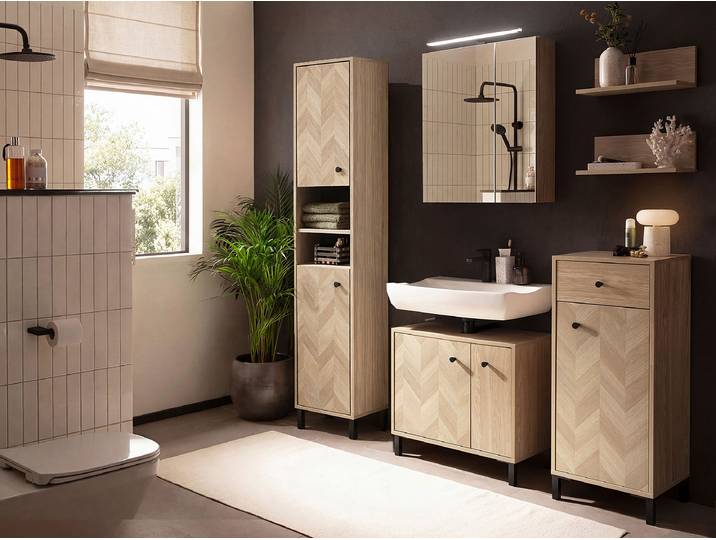 Miroir lumineux Tinus 60 cm 60 x 74 x 16cm Bois/Marron