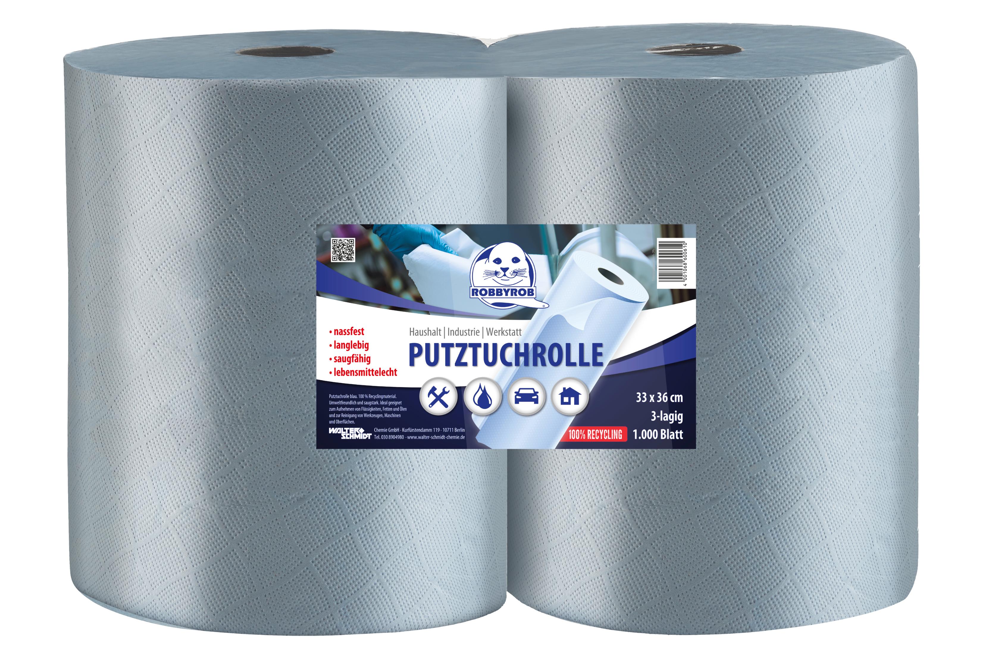 WALTER SCHMIDT CHEMIE Putz-Papierrolle Putztuchrolle 33x36cm, 500Blatt, 3-lagig, Doppelpack 4377000000