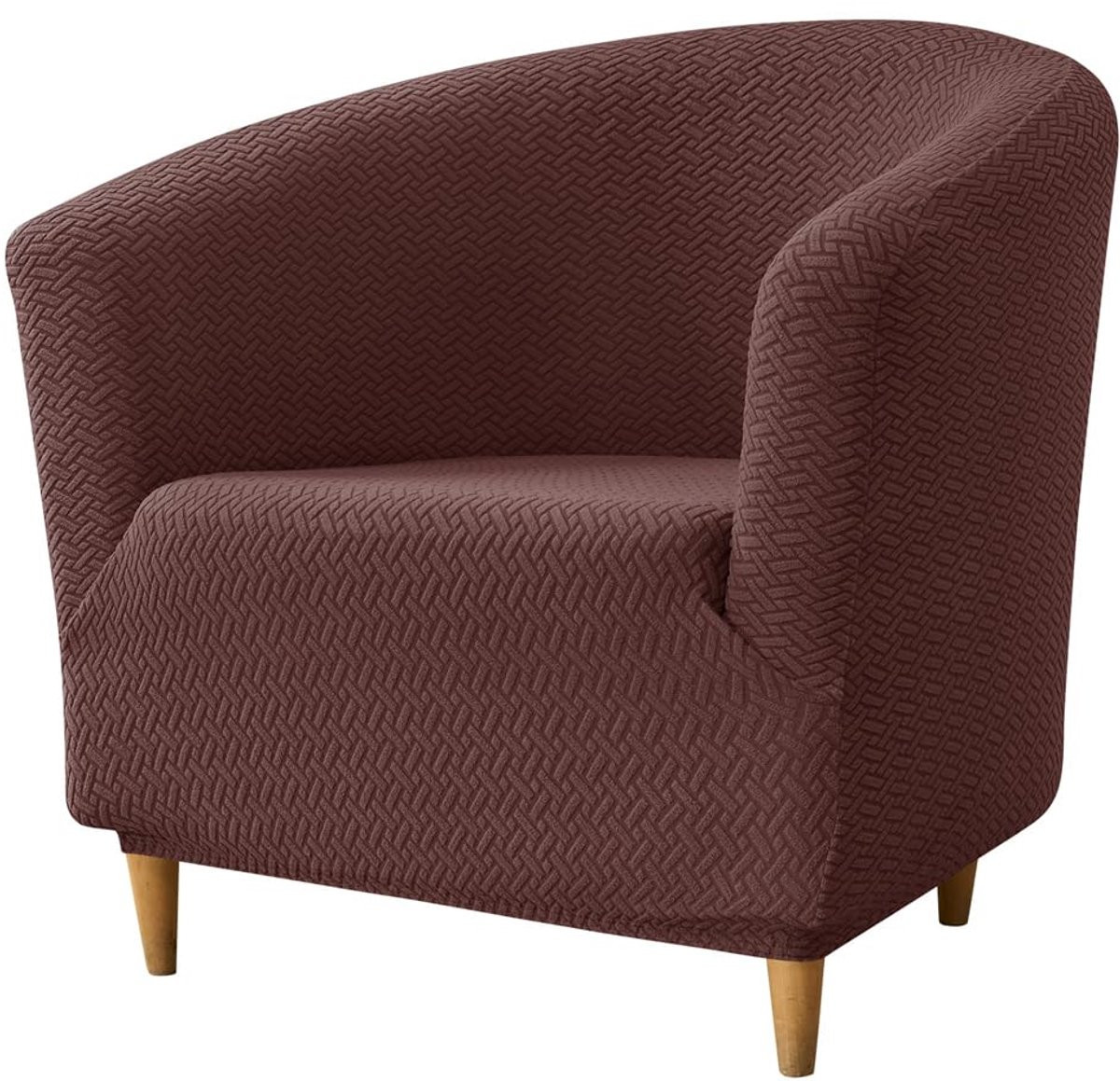 Bruine elastische jacquard beschermhoes voor kuipstoel en fauteuil