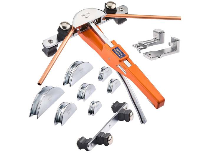 Cintreuse VEVOR\, 6-22 mm\, cintreuse jusqu'à 90°\, outil de cintrage manuel avant/arrière\, cintreuse avec 7 mâchoires de cintrage en alliage d'aluminium\, pour tubes en cuivre dans la climatisation et la réfrigération