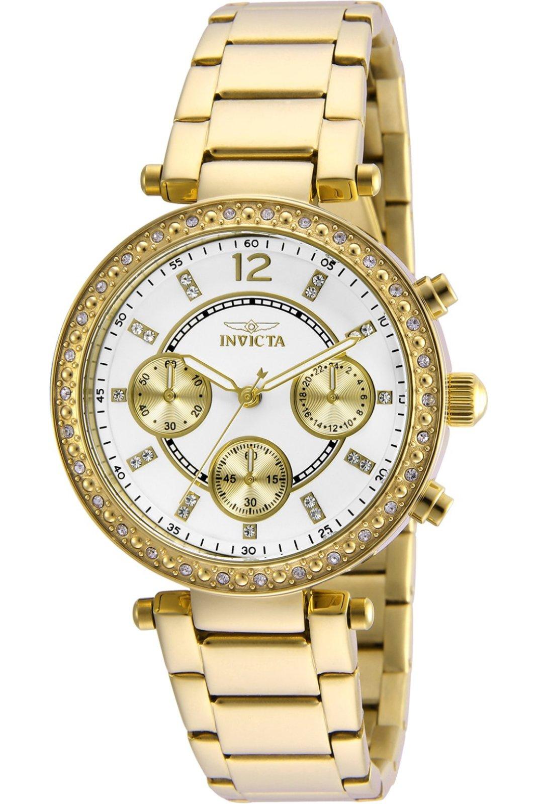 Invicta Angel 21387 Damenuhr - Quarzwerk - Edelstahl mit weißem Zifferblatt - 36 mm