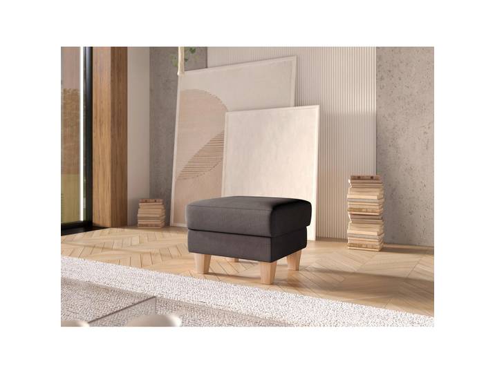Hocker, Dunkelbraun, 58x58x48 cm, Textil, Stauraum, Modern, sit&more