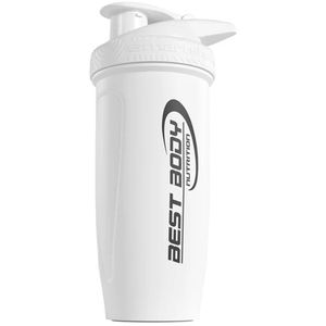 Best-Body-Nutrition Protein-Shaker Reforce aus Edelstahl, weiß, mit Klappdeckel, Mischsieb & ml-Skala, 700 ml