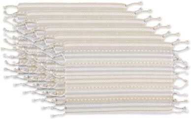 DII Natural Tonal Stripe With Fringe Placemat (Set of 6)