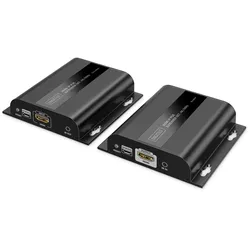 DIGITUS HDMI IP Extender Set, 4K/60Hz 120/200 m, PoE, One-to-Many, CAT, Schwarz