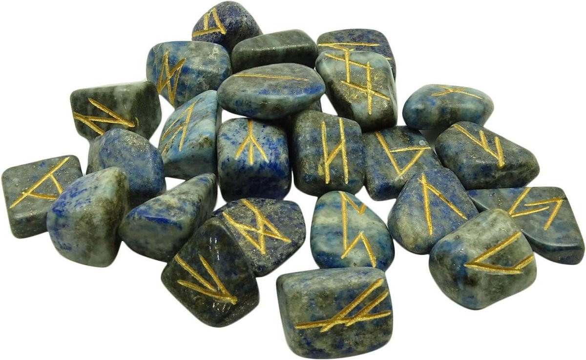 Blauwe Runen Symbolen van Natuurlijke Kristallen en Edelstenen voor Spirituele Genezing - 118 g