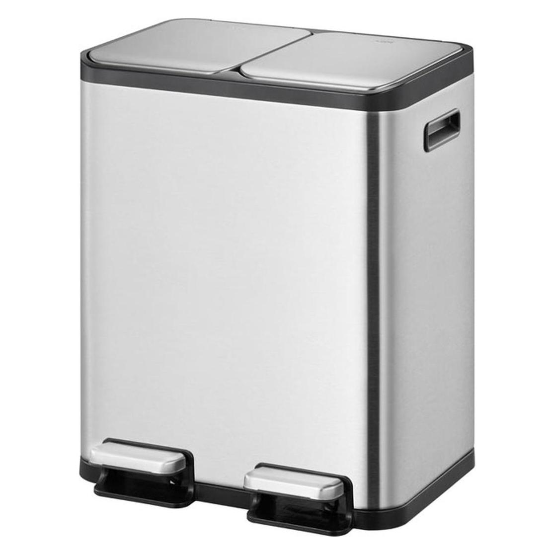 EKO Mülltrennsystem EcoCasa Splitted Treteimer 2 x 30 L geräumiger rechteckiger Mülleimer, gebürste (60 l) (1999916135)
