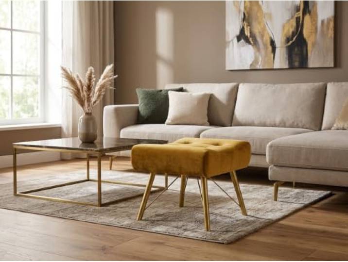 Family Meble Polsterhocker Luna Royal Aura – Fußhocker mit Stoff-Bezug – Gold · Royal 10