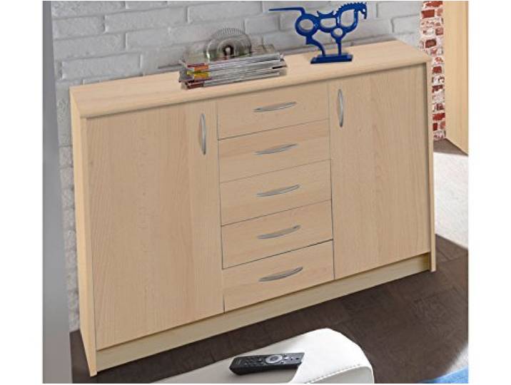 möbelando Kommode Standschrank Anrichte Sideboard Beistellschrank Holzkommode Olli VII Buche