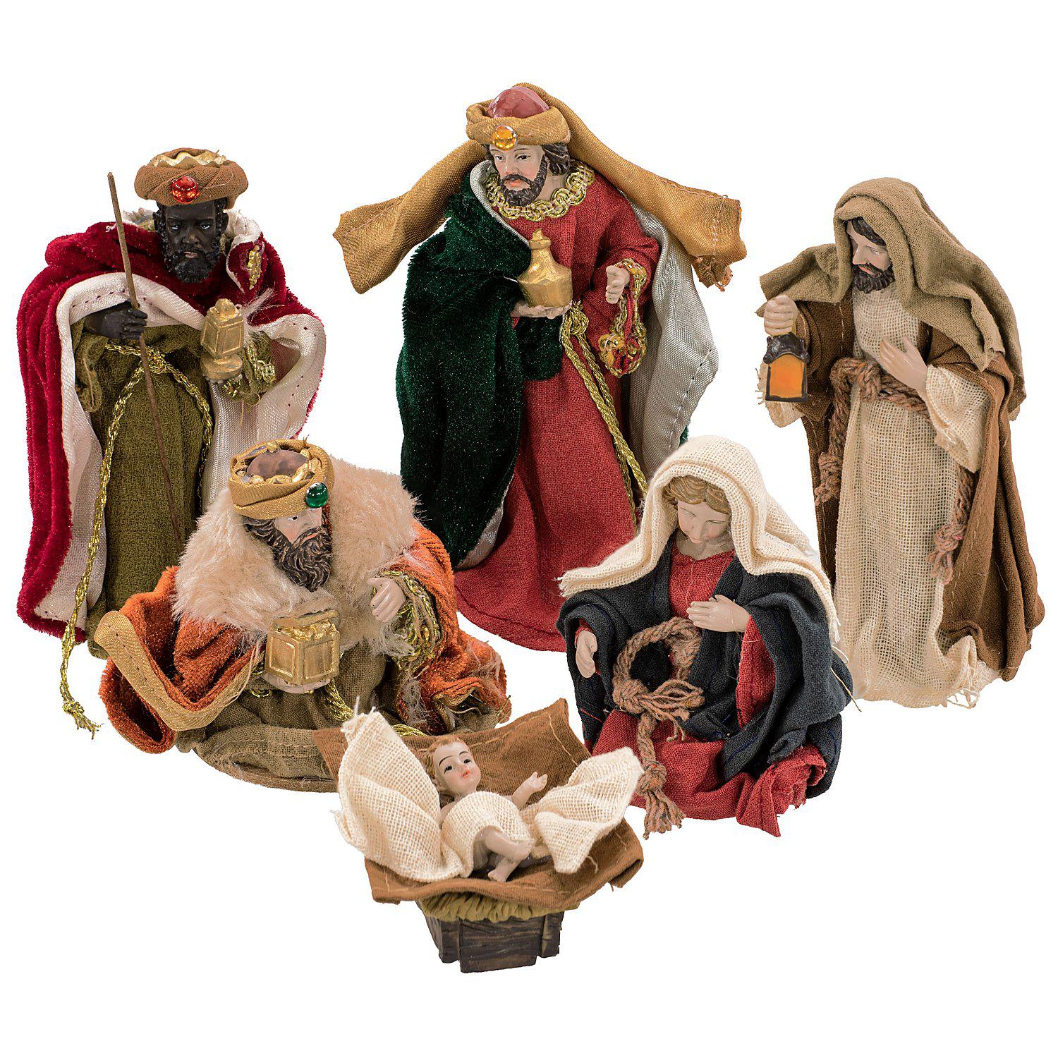 Krippenfiguren mit Stoffbekleidung, 4–13cm