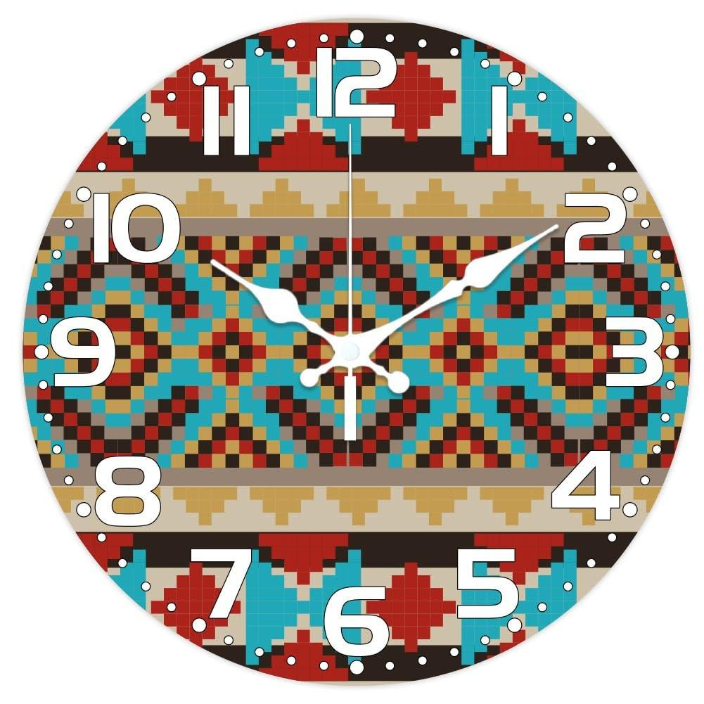 Azteekse wandklok voor volwassenen, 30 cm, geruisloos werkend