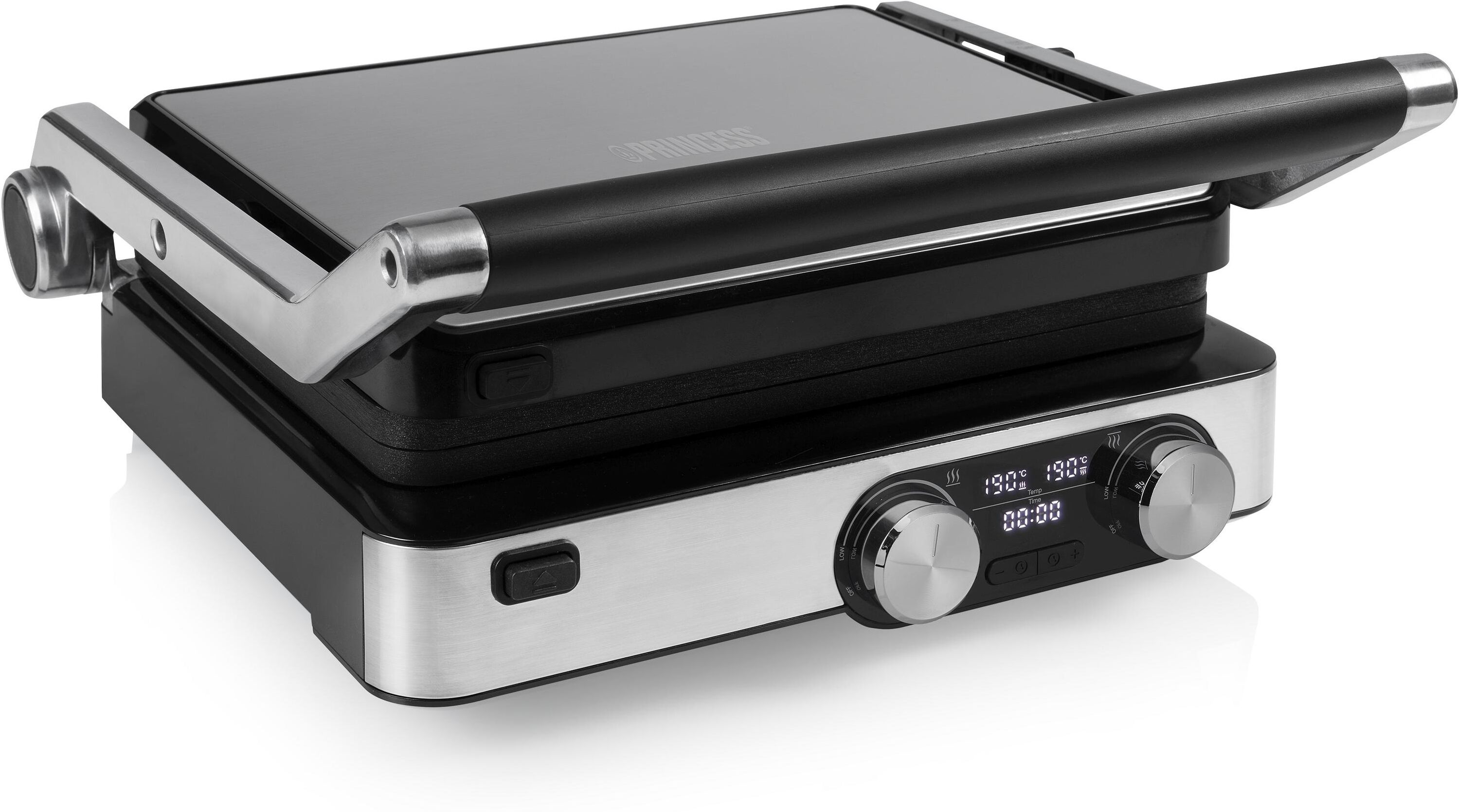 Kontaktgrill PRINCESS "Master Pro 20", silber (schwarz, silberfarben), Kontaktgrill_Standgrill_Tischgrill_Teppanyakigrill, Kontaktgrill schwarz, silberfarben Einheitsgröße