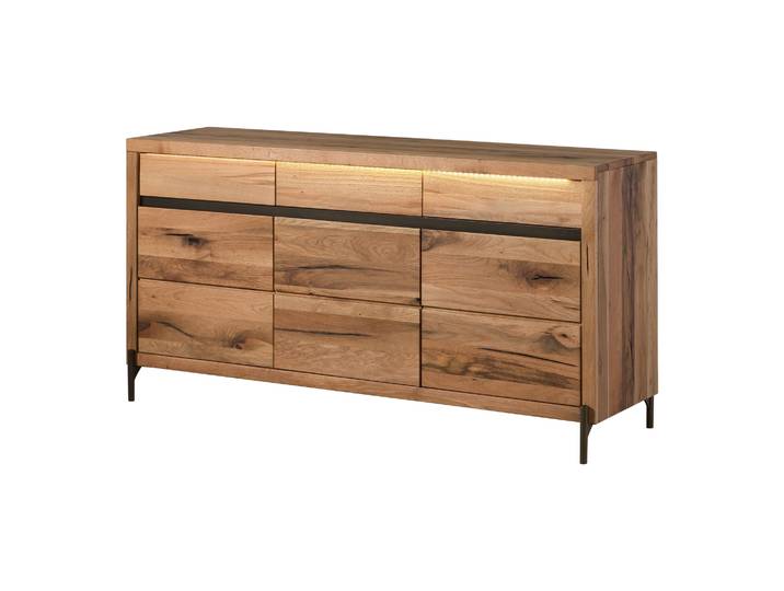 Buffet Bas Chêne Sauvage/chêne Lombard Natur Huilé 155x47x80 Cm Partiellement Assemblé Montreux Lux 100