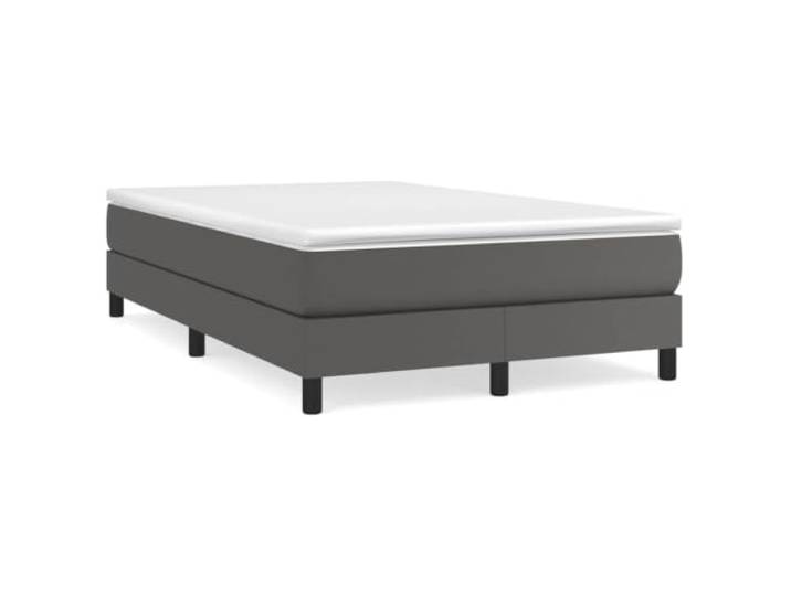 PUGYNBK Boxspringbett aus Kunstleder, Grau, 120 x 200 cm Taschenfederkernmatratze, mittlere Festigkeit, fleckenresistente Polsterung, Basis aus Sperrholz
