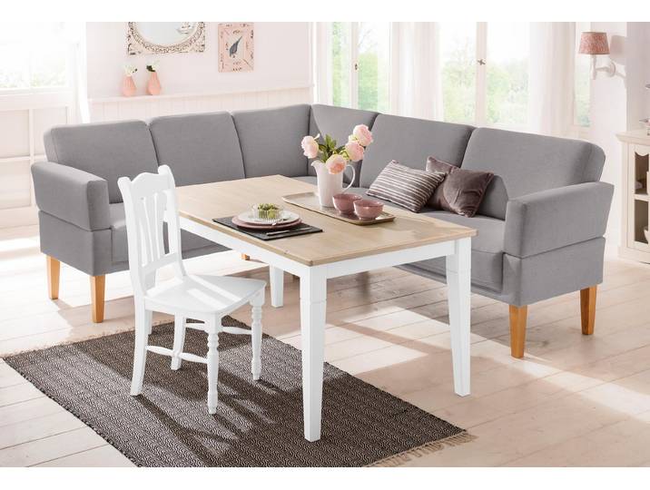 Eckbank GOODPRODUCT Fehmarn , grau, B:255cm H:98cm T:210cm, Strukturstoff (Zusammensetzung: 100% Polyester), Sitzbänke, Eckbank, wahlweise langer Schenkel links oder rechts