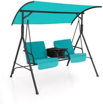 Costway Porch Swing Chair with Adjustable Canopy-Turquoise