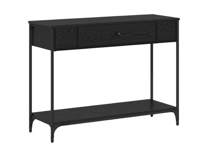 Konsole Schwarz Dab 100 x 34.5 x 75 cm Ingenieurholz mit Polen Rustikales Design, räumliche Fächer, klassische Schubladen mit Knöpfen, Metallakzente, für Flur und Wohnzimmer
