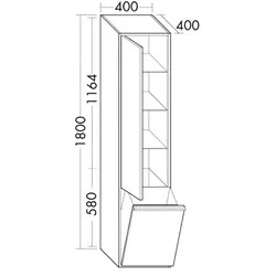 Burgbad Hochschrank Uomo Preisgruppe 3 1800x400x400 Eiche Natur, HSUP040RF7474 HSUP040RF7474