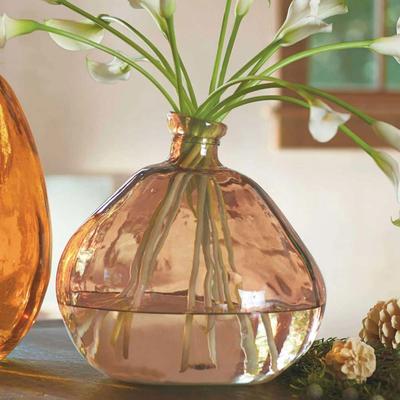 Evergreen 18.5 in. Artisan-Crafted Recycled Glass Askew Balloon Vase