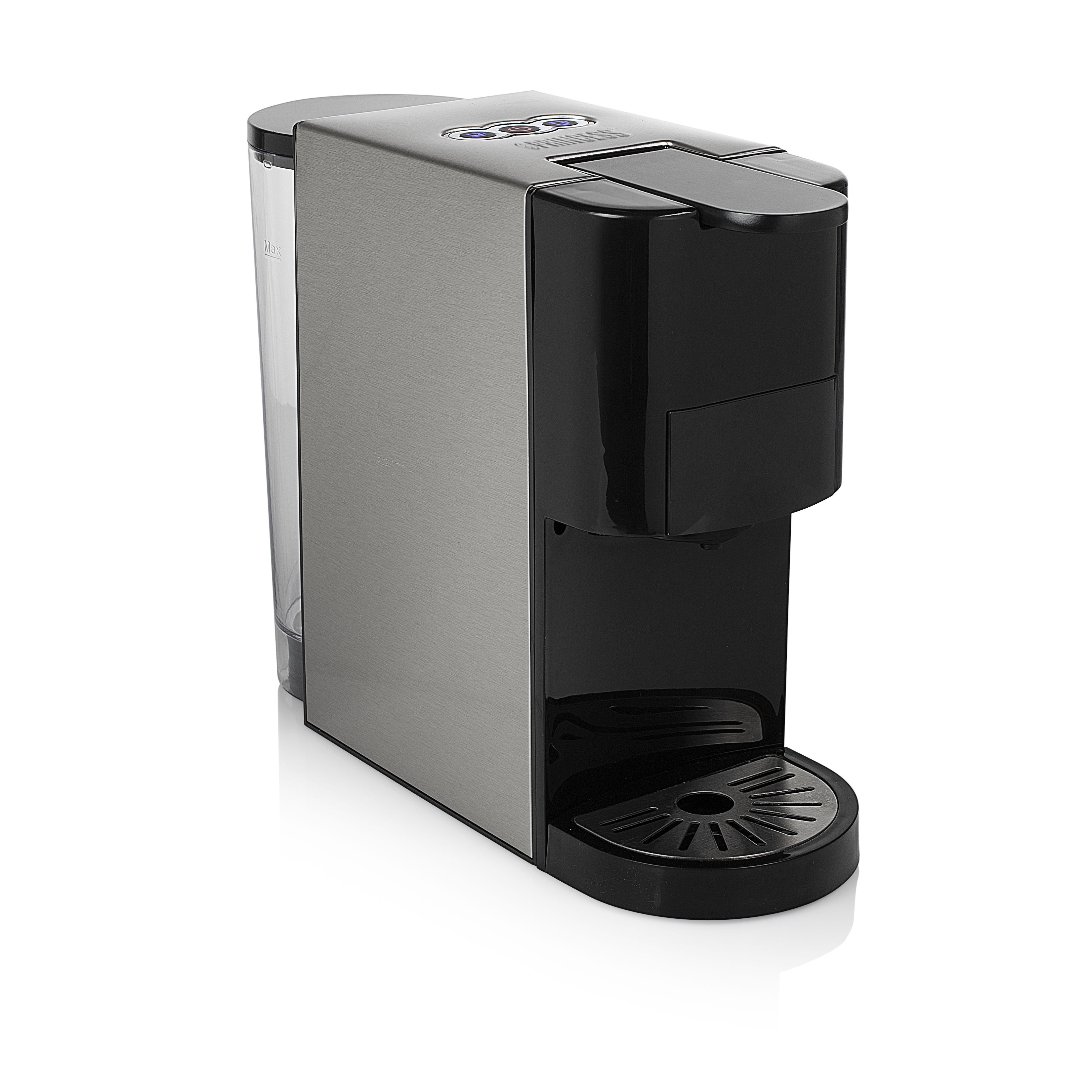 PRINCESS 249450 Kaffeekapsel, Kaffeepad, Gemahlener Kaffee Maschine (Schwarz, Edelstahl) 01.249450.01.001
