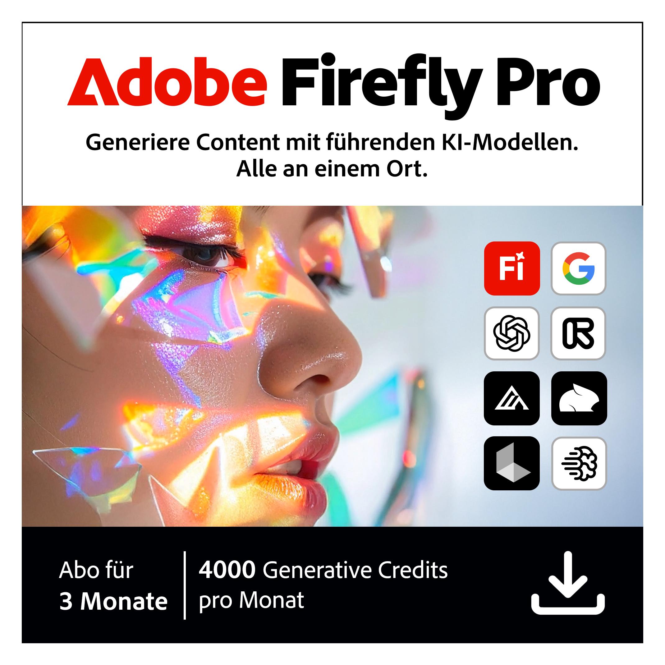 Adobe Firefly Pro 3M Download Code (1 User, 1 Geräte/User, 3 Monate) (30017348)