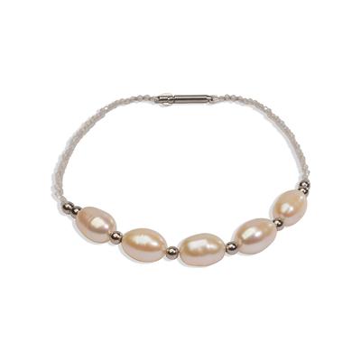 Perlenarmband DI PERLE, weiß, Armbänder, Damen, diperle_18,5, Edelstahl Perlen, Edelstahl, Perlen, Perlenarmband