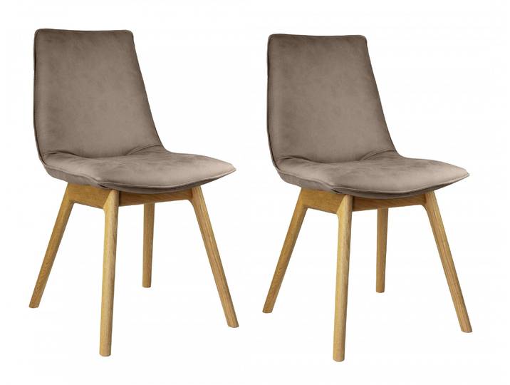 4-Fussstuhl GOODPRODUCT Ramon , beige (schlamm trelew 9811, eiche natur), B:46cm H:89cm T:57cm, Holzwerkstoff, Massivholz, Polyester, Stühle, 4-Fussstuhl, mit Massivholzbeinen, verschiedene Stoffe