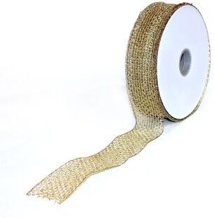 Worth Imports Gold Mesh Wired Ribbon 50 YD