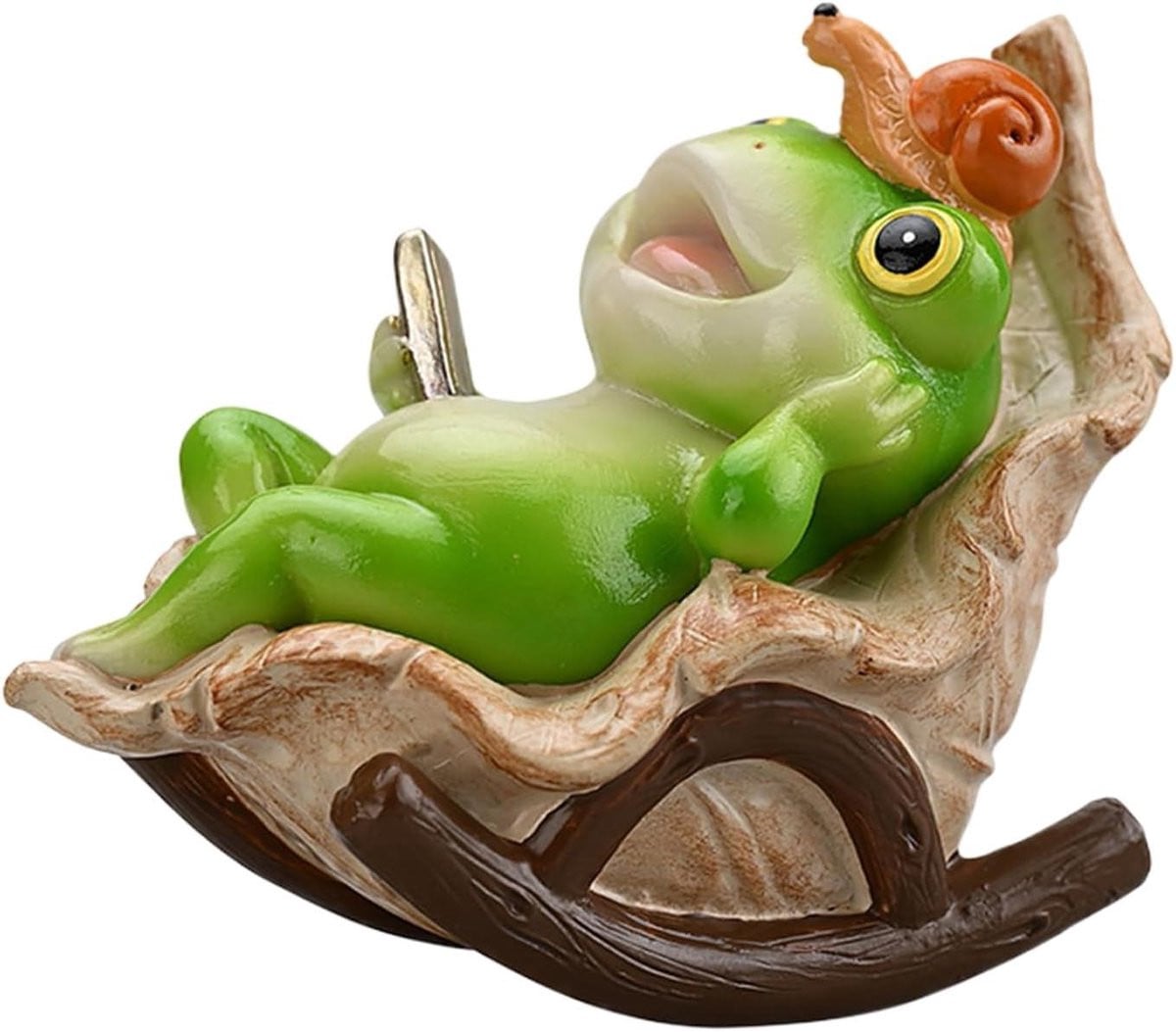 Groen Kikker Tuinbeeld Decoratie - Hoogte: 9 cm