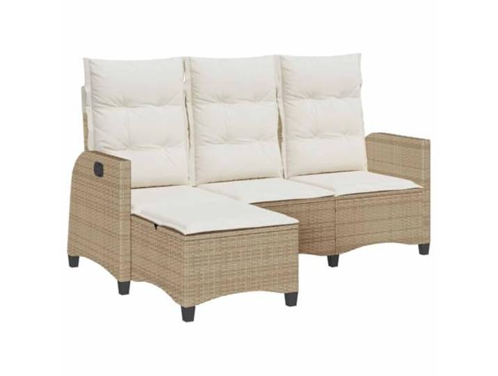 Schlafsofa aus Polyrattan PE mit Kissen, Verstellbar Verstellbare Rückenlehne, Tragegriff zum Positionieren, Kissen mit waschbaren Bezügen, stabiler Stahlrahmen