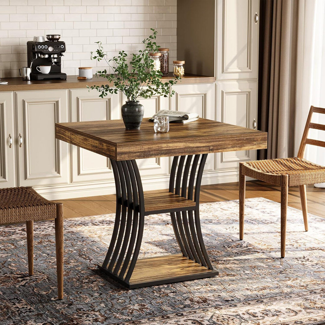 Blue Elephant Square Dining Table with Steel Base Brown